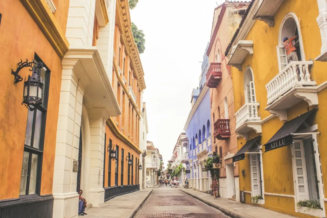 Colourful colonial streets in Cartagena, Colombia