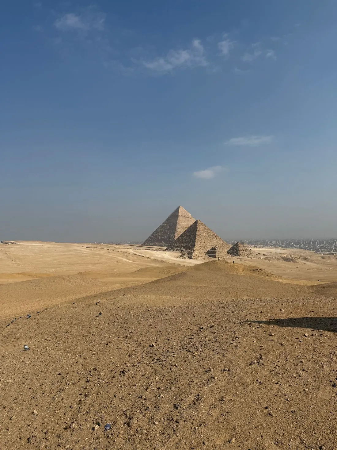 The pyramids of Giza in the Egyptian desert