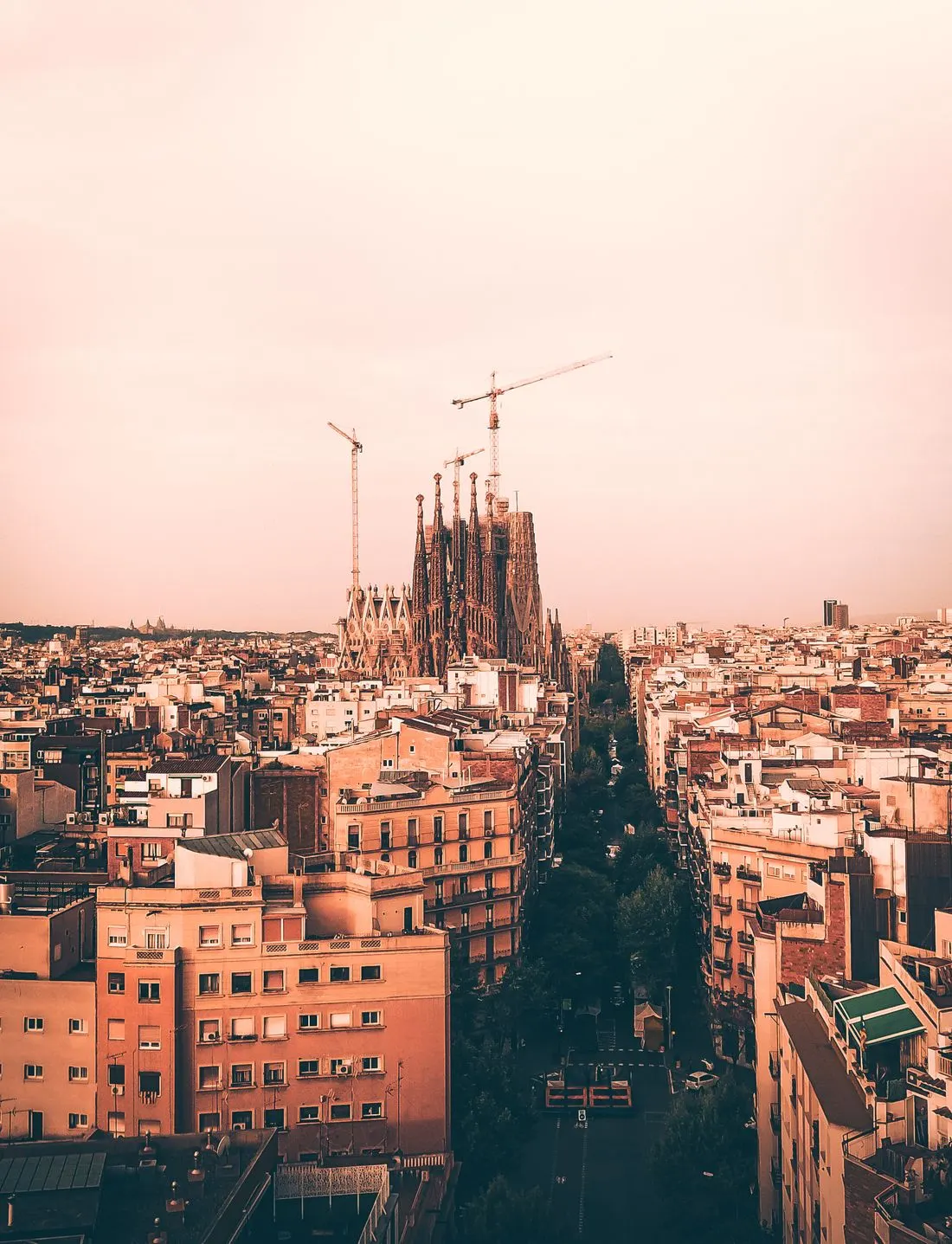 The Sagrada Familia and surrounding city of Barcelona